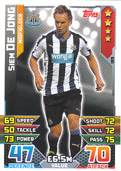 Siem De Jong Newcastle United 2015/16 Topps Match Attax #189